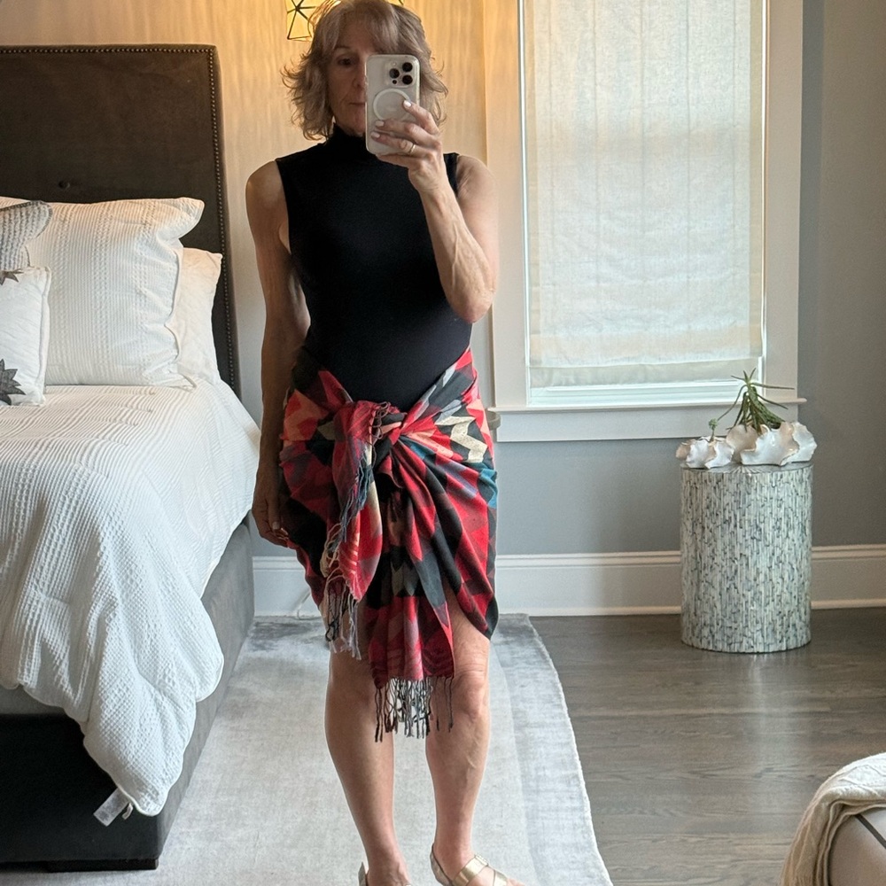 Geometric Patterned Silk and Pashmina Sarong/stole